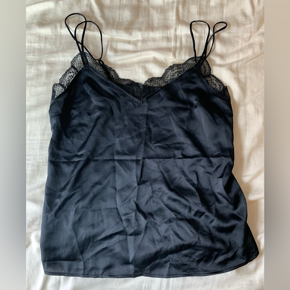 Abercrombie Silk/Satin Black Top in size Small